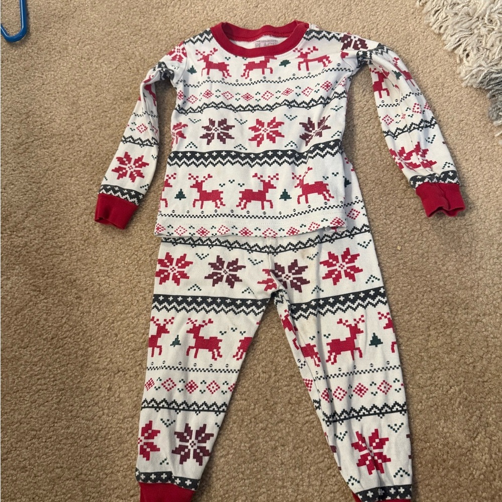 The Children's Place Red and White Reindeer Pajama Set